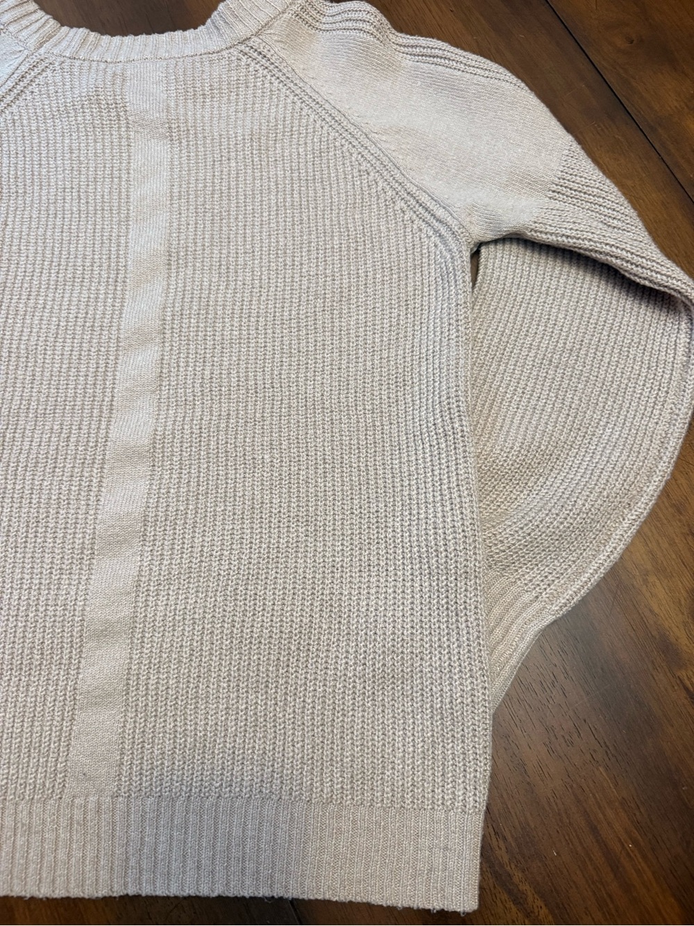 Pink Clover Light Beige Ribbed Raglan Pullover Sweater - Picture 11 of 15